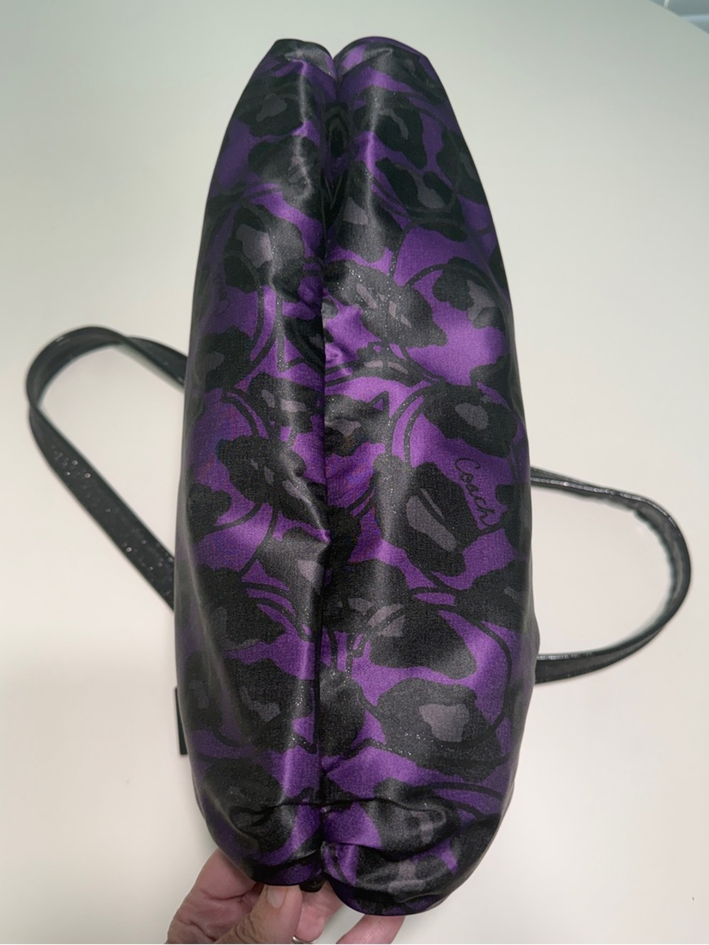 Coach Purple and Black Printed Satin Tote Bag and Wallet Set - Picture 4 of 8